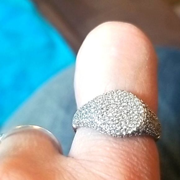 Crystal encrusted silver ring